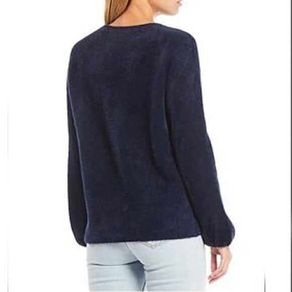 Chelsea & Violet Small Blue Eyelash Puff Long Sleeve Soft Pullover Sweater - Picture 2 of 14